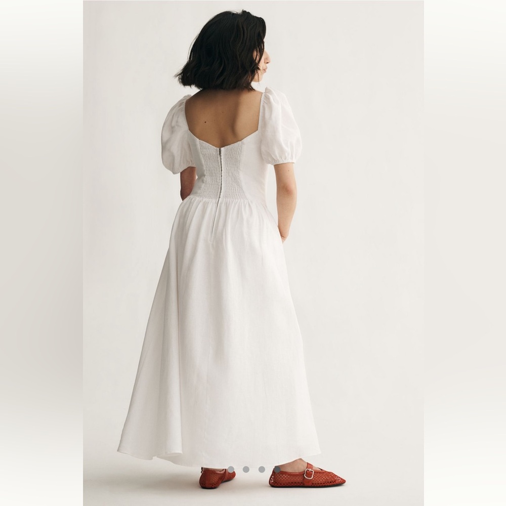 Reformation Davila Linen Midi Dress - White - NWT - Size 12 - Picture 4 of 8